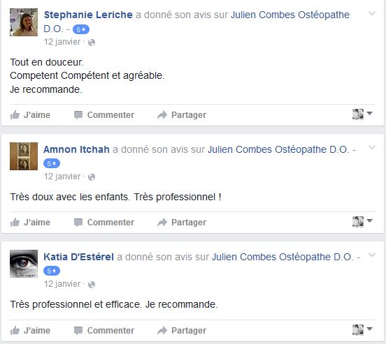 Avis Julien Combes osteopathe D.O. Nice